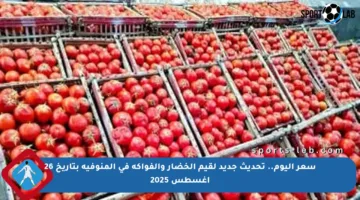 سعر اليوم.. تحديث جديد لقيم الخضار والفواكه في المنوفية بتاريخ 26 أغسطس 2025